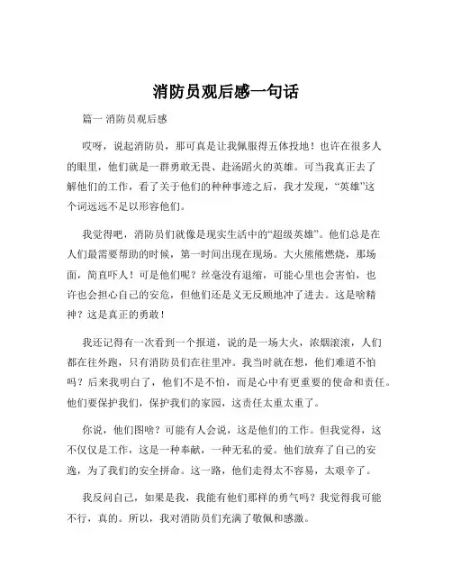 消防员观后感一句话