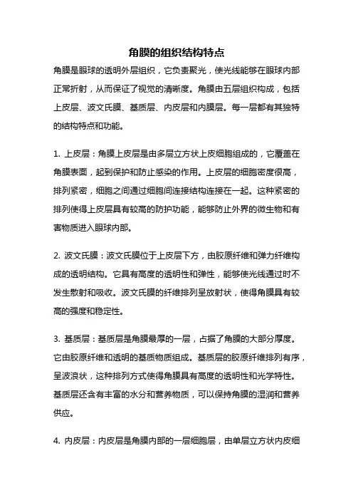 角膜的组织结构特点
