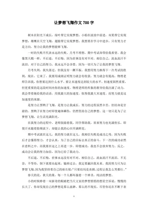 让梦想飞翔作文700字