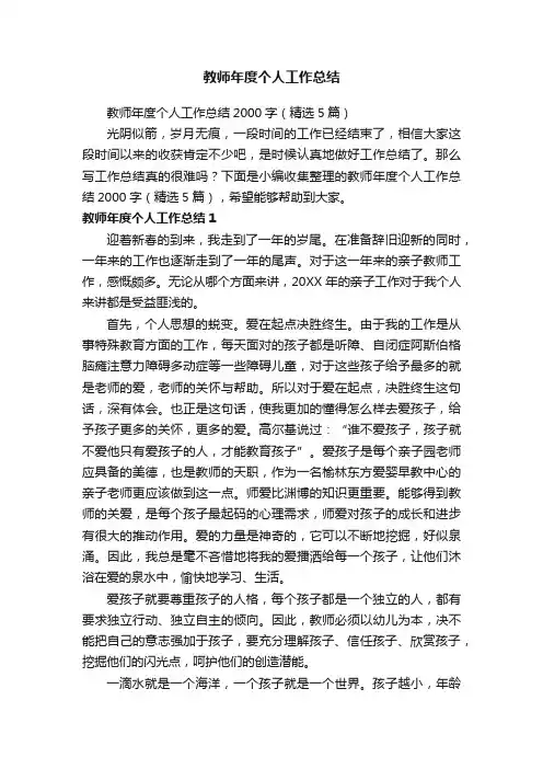 教师年度个人工作总结