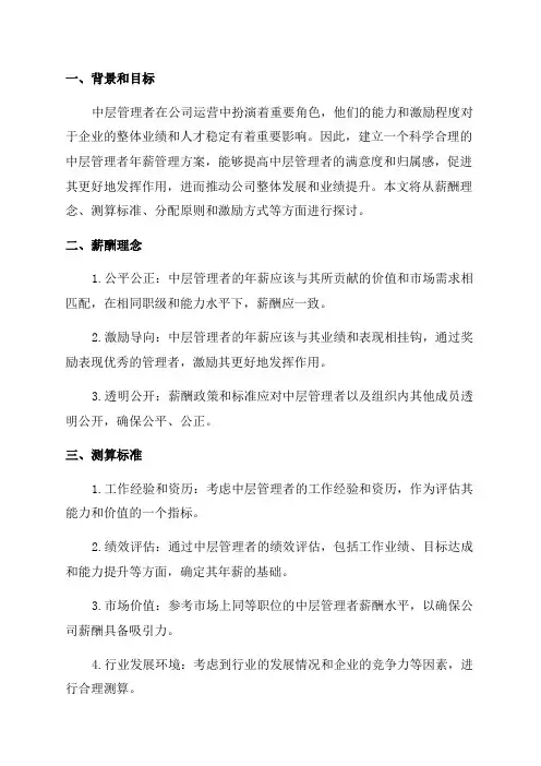 中层年薪管理方案文档