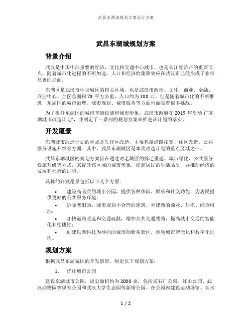 武昌东湖城规划方案设计方案