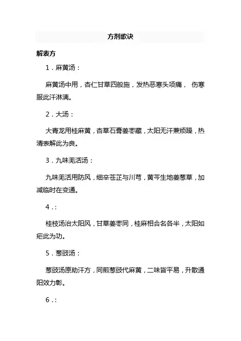 方剂歌诀