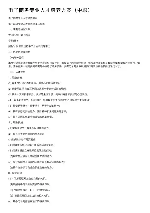 电子商务专业人才培养方案（中职）