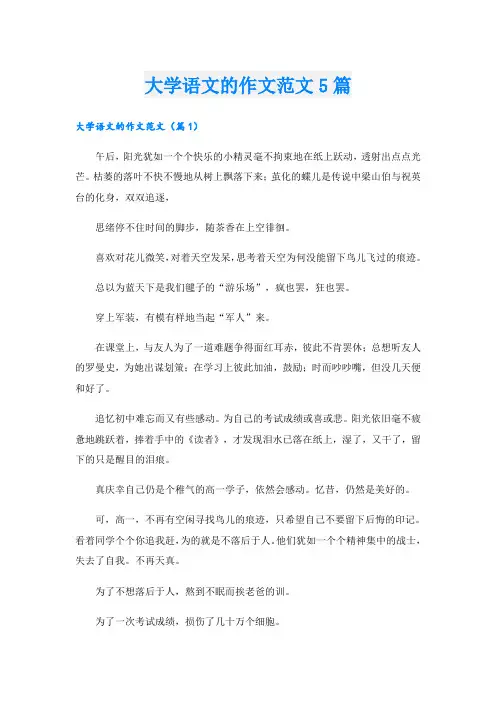 大学语文的作文范文5篇