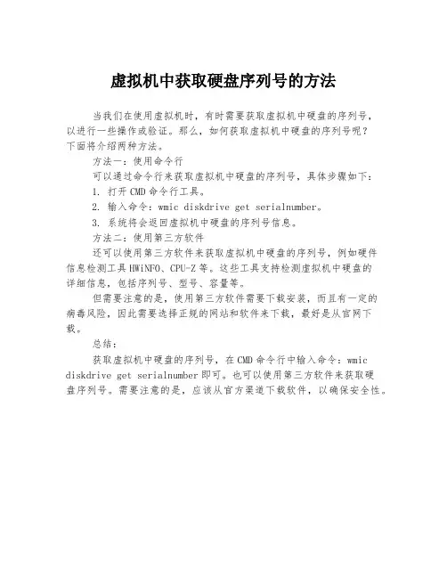 虚拟机中获取硬盘序列号的方法