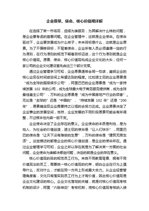 企业愿景、使命、核心价值观详解