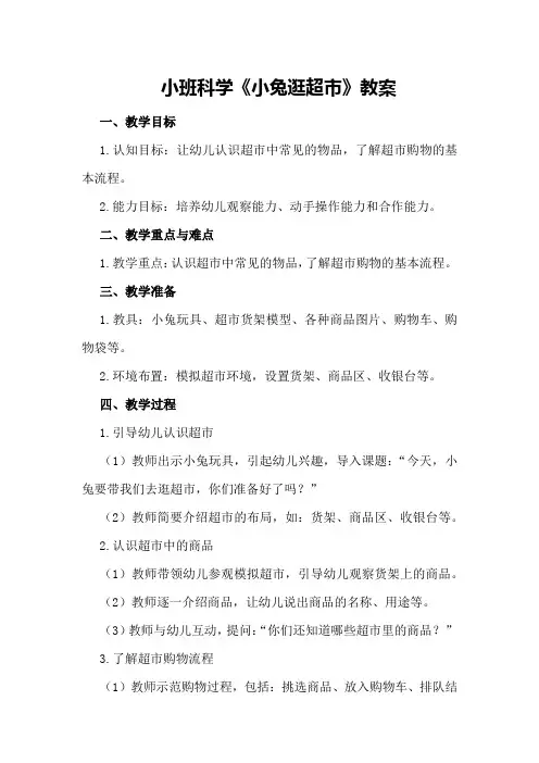 小班科学《小兔逛超市》教案