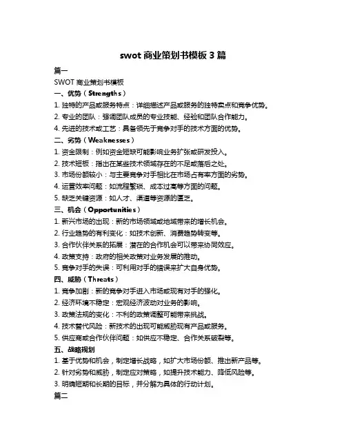 swot商业策划书模板3篇