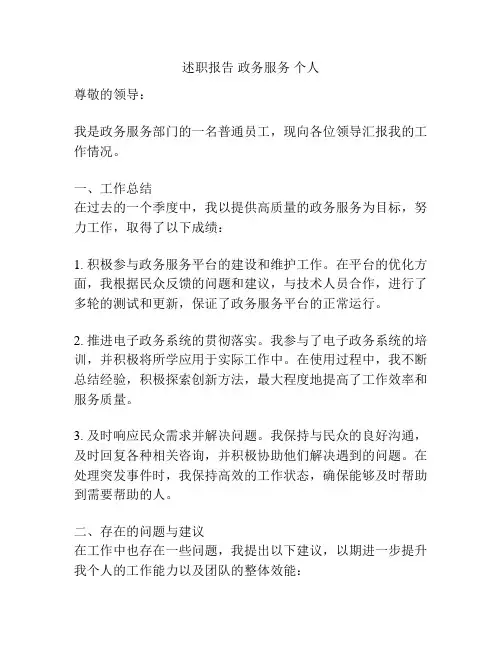 述职报告 政务服务 个人