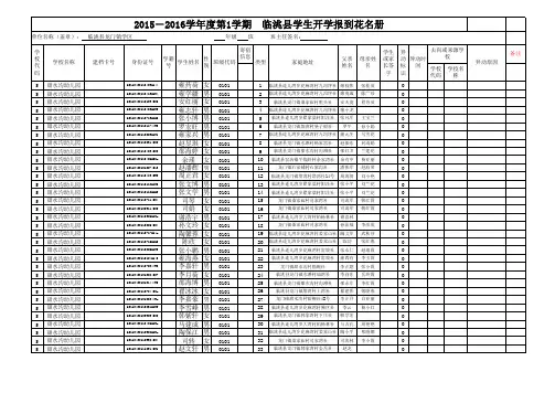 2015年秋季学生报到花名册(甜水)