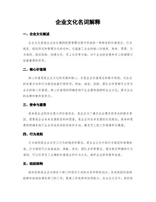 企业文化名词解释