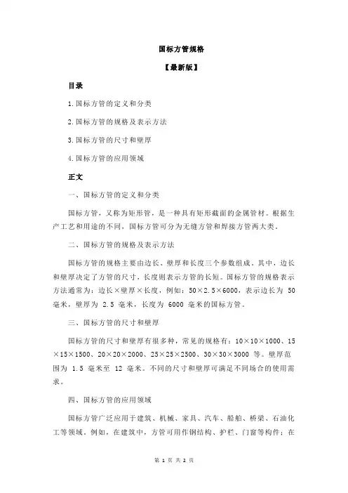 国标方管规格