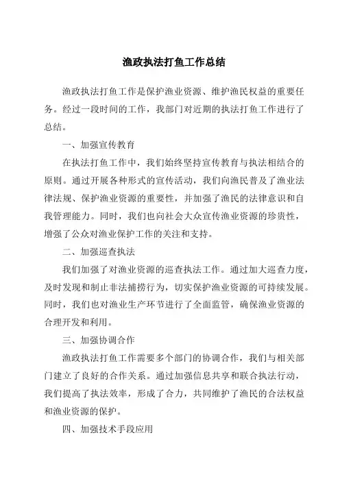 渔政执法打鱼工作总结