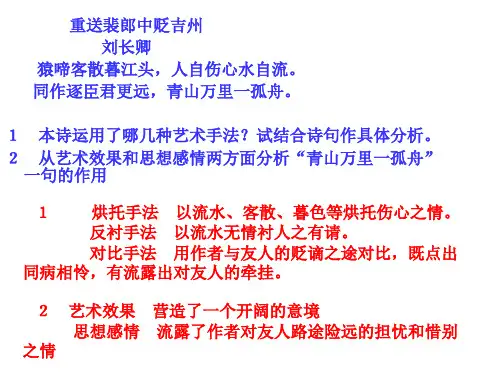 送别诗鉴赏ppt课件