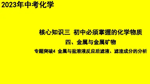 金属与盐溶液反应后滤液、滤渣成分的分析