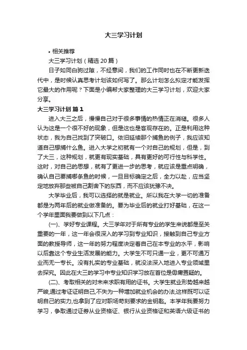 大三学习计划