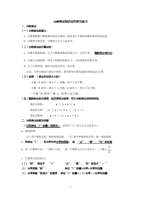 (完整)苏教版小学六年级数学第三单元分数乘法知识点和练习[1](1),推荐文档