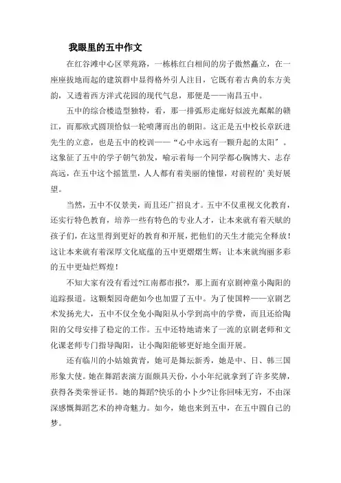 我眼里的五中作文精选