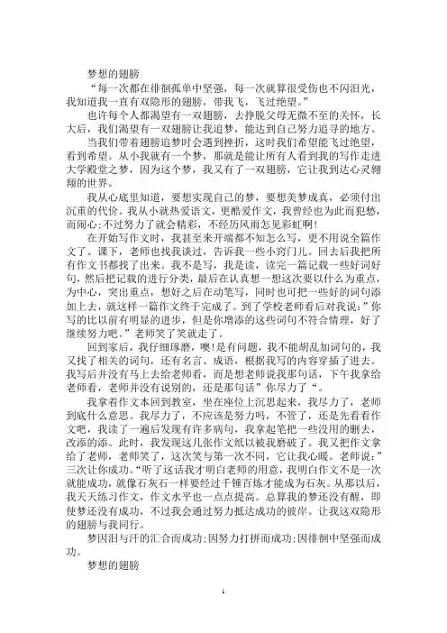 最新以梦想的翅膀为话题的800字作文