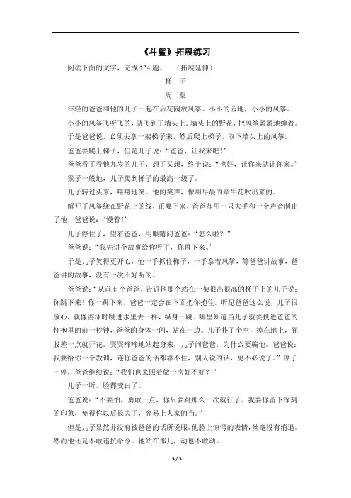 《斗鲨》拓展练习