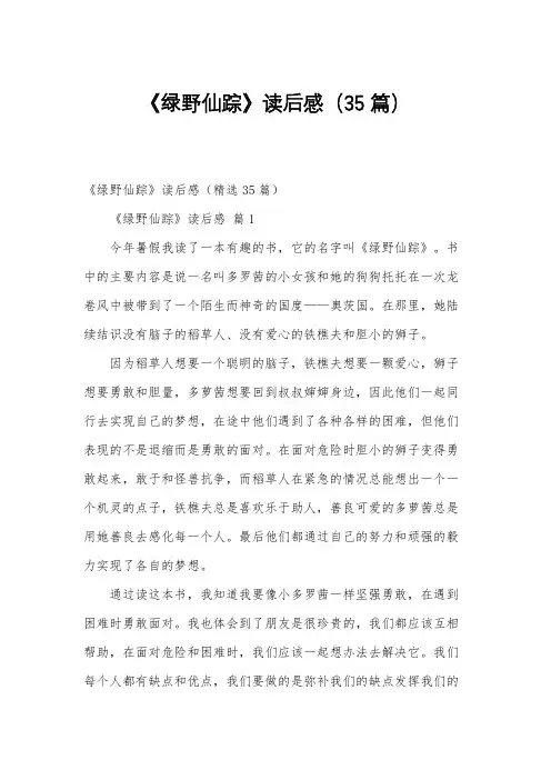 《绿野仙踪》读后感(35篇)