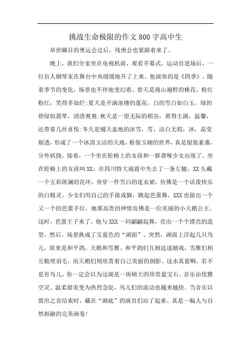 挑战生命极限的作文800字高中生