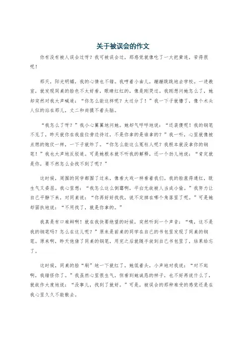 关于被误会的作文