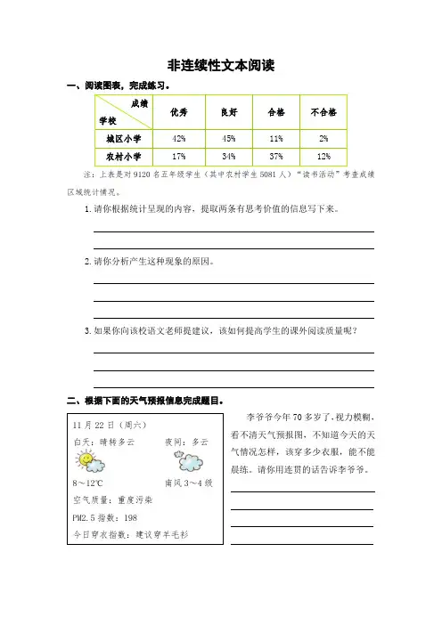 最新部编人教版六年级下册语文：非连续性文本阅读(word版)