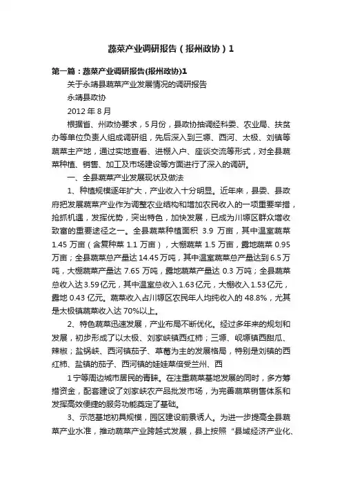 蔬菜产业调研报告（报州政协）1