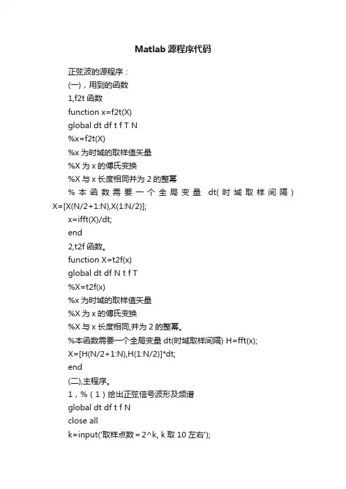 Matlab源程序代码