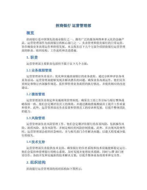 招商银行  运营管理部
