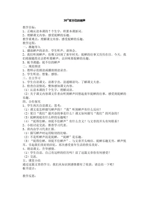 捉不住的蝉声