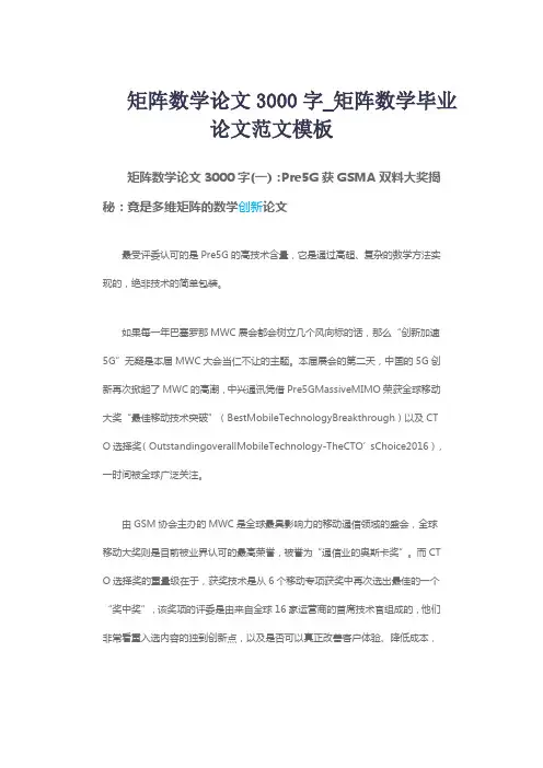矩阵数学论文3000字_矩阵数学毕业论文范文模板