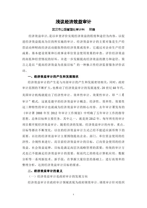论文--浅议经济效益审计