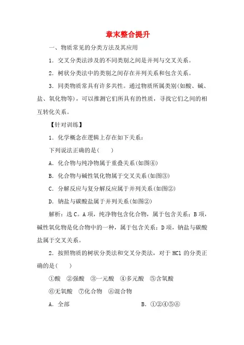 高中化学 第一章 章末整合提升教案 新人教版必修第一册-新人教版高一第一册化学教案