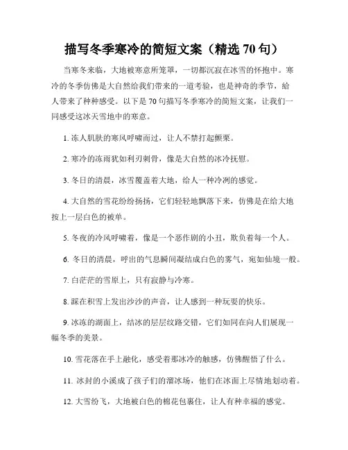 描写冬季寒冷的简短文案(精选70句)