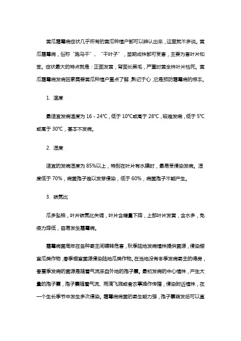 黄瓜霜霉病发病原因及防治