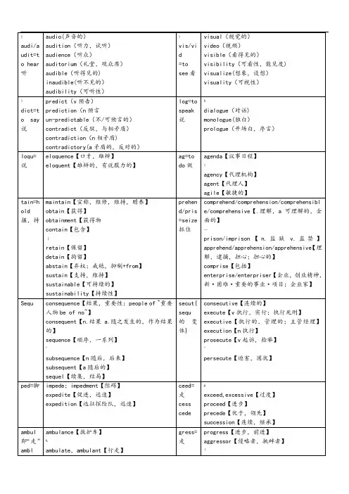 UOOC拓展英语词汇词根总和大全