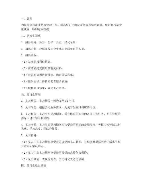 就业见习管理制度公司