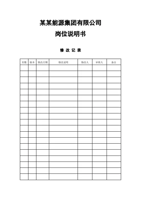 分报告安徽省能源集团有限公司岗位说明书