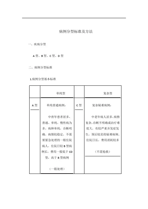 病例分型标准及方法