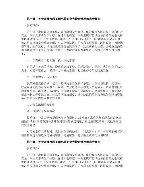 水利工程汛前安全大检查情况自查报告