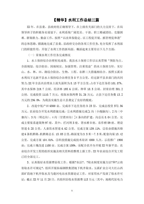 最新水利工作总结三篇