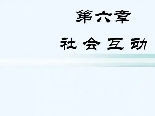 《社会学概论》第六章 社会互动
