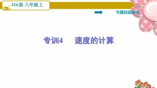 沪科版八年级物理上册专训4   速度的计算