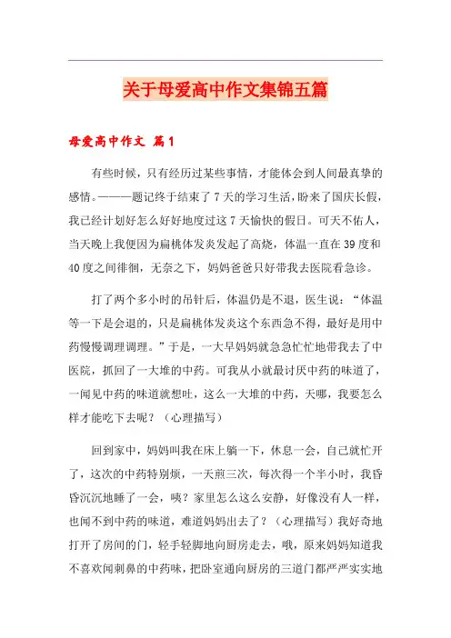 关于母爱高中作文集锦五篇