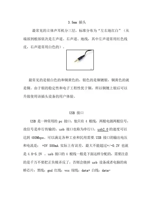 (完整版)各种接口针脚定义大全,推荐文档