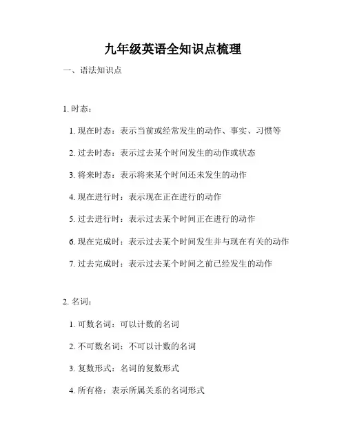 九年级英语全知识点梳理