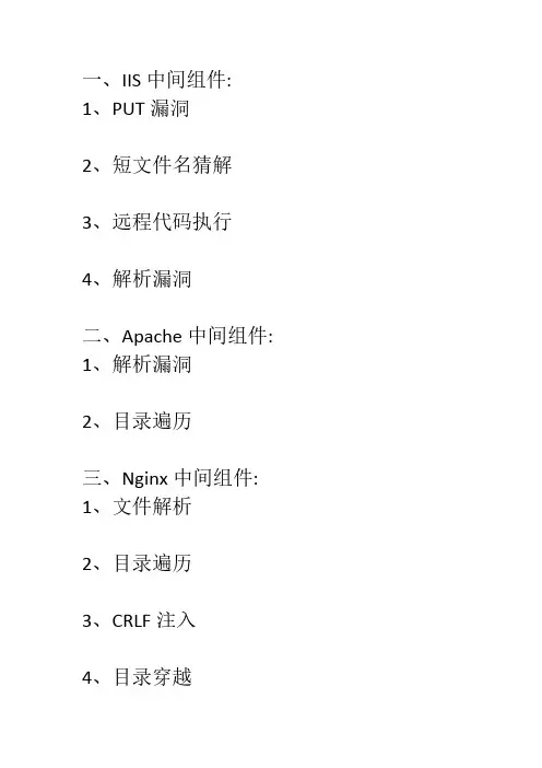 web中间件常见漏洞总结